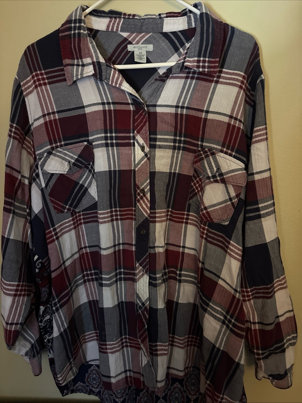 Westbound Burgundy Navy and White Plaid Button-Down Shirt